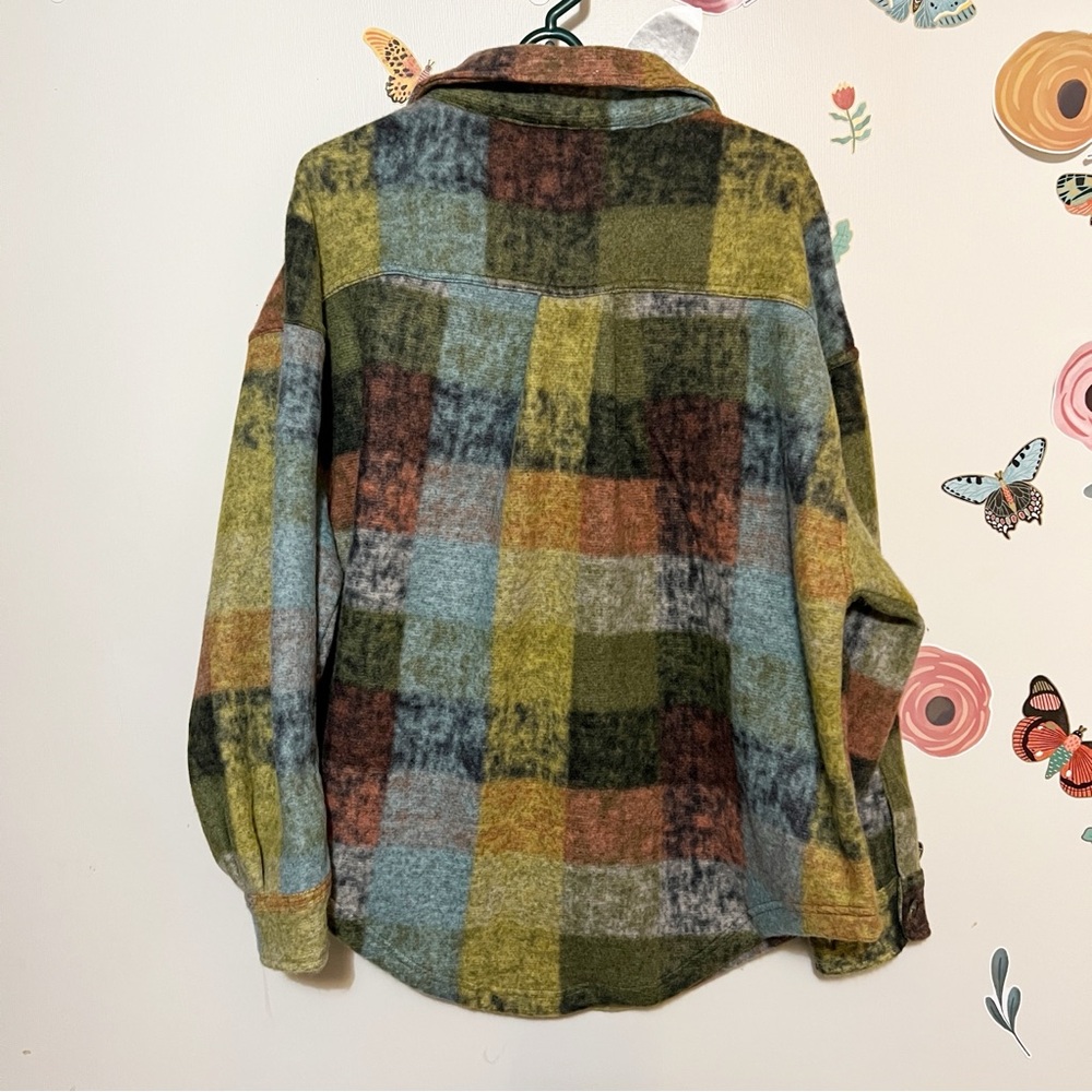 BiBi Multicolor Plaid Utility Jacket M - Picture 2 of 6